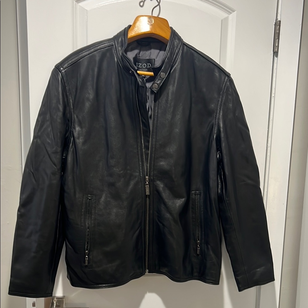 IZOD Men's Black Leather Jacket